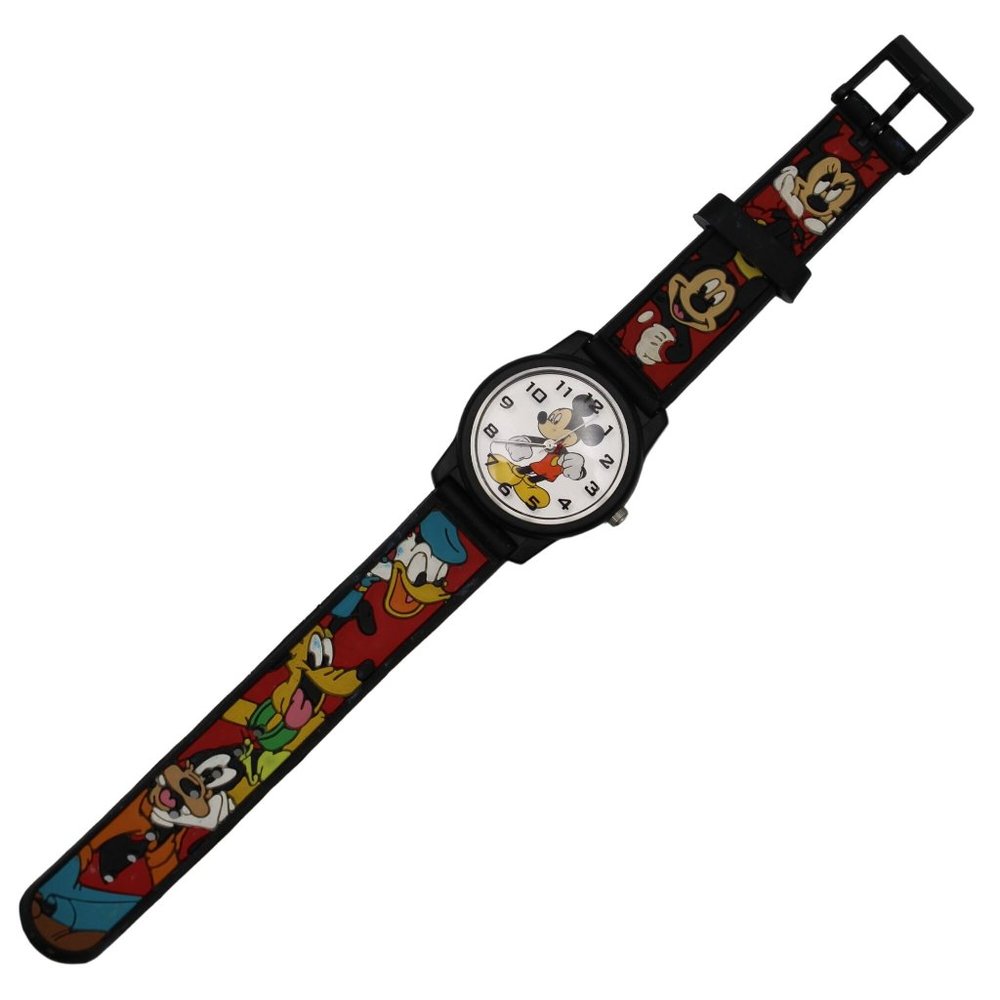 Mickey Mouse Face Character Band Watch Needs Battery Walt Disney Disneyland Vtg